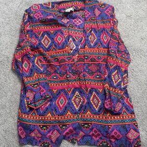 Vintage Diversity Petite Women's Large Aztec Print Long Sleeve Cardigan Jacket
